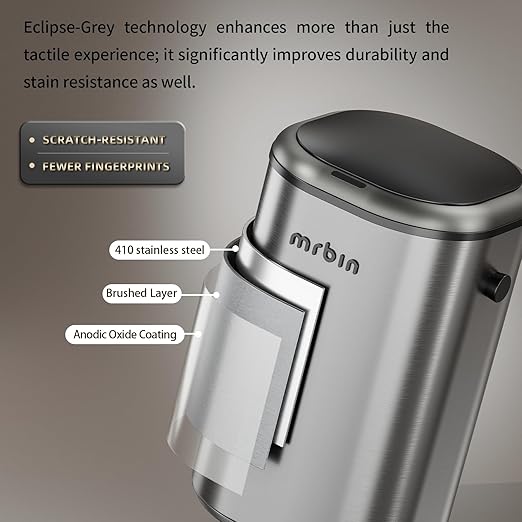MRBIN Stainless Steel Motion Sensor Tall Bathroom Trash Can - Image 3
