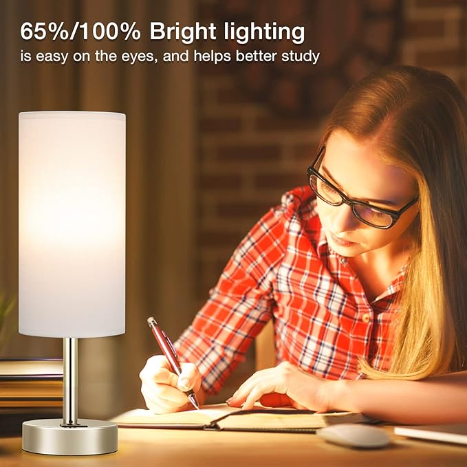 White Bedside Touch Table Lamps - Image 5