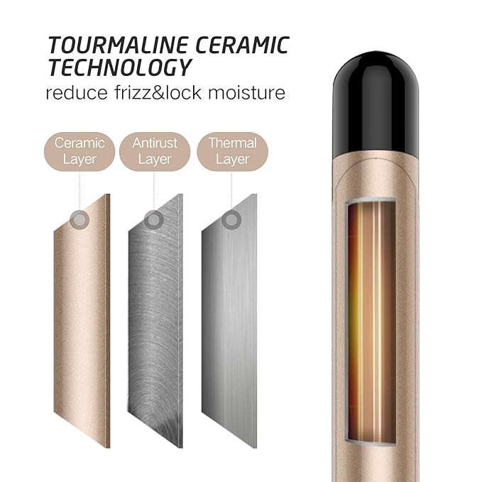 9mm Curling Iron Professional, 3/8 Inch Ceramic Tourmaline Curl Wand Barrel - Image 3