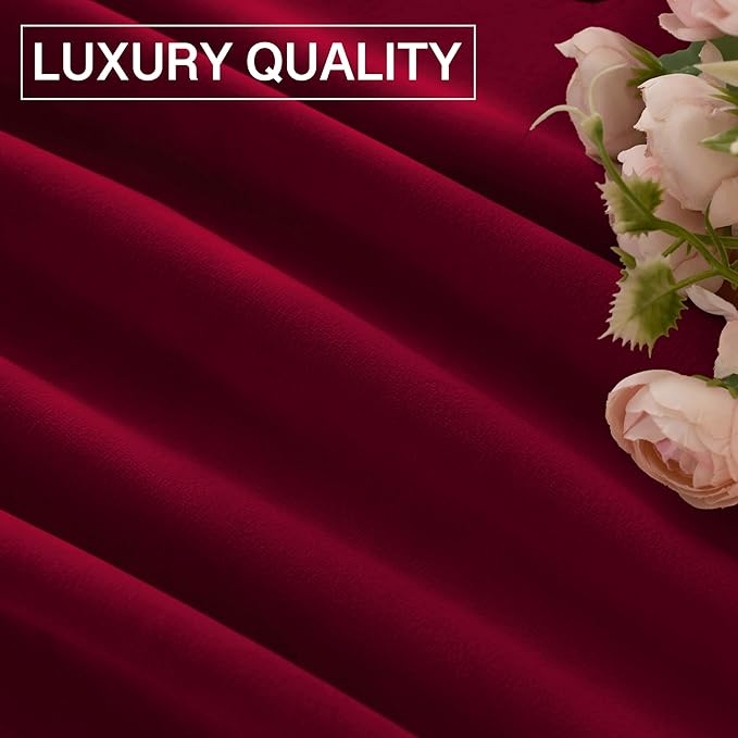 StangH 102 inches Long Red Velvet Curtains Thermal Insulated - Image 9