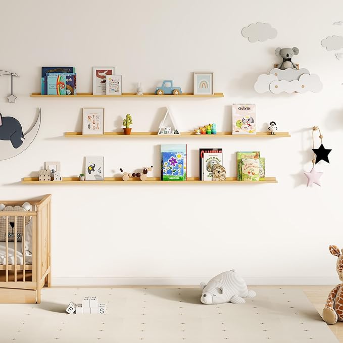 Floating Picture Ledge Shelves for Wall Set of 2, 95 Inches Picture Ledge Shelf - Image 7