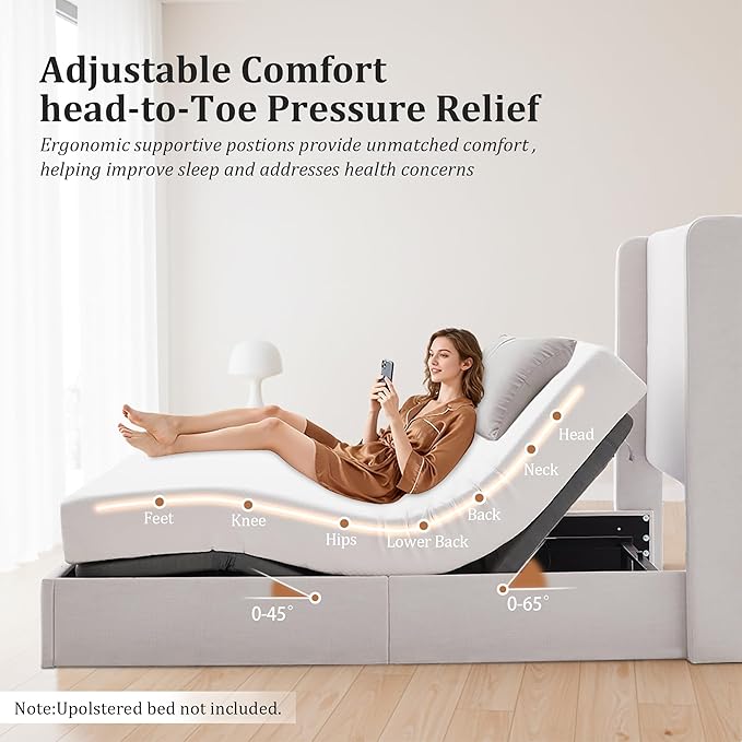 Queen Size Adjustable Bed Frame Base, Caron Electric Bed Base - Image 4
