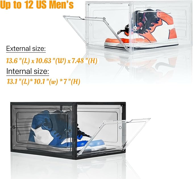 Attelite Clear Shoe Box, Plastic Stackable Shoe Storage Organizer - Image 2