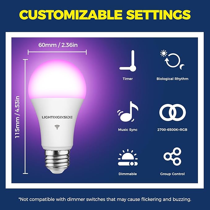 Lightinginside Smart Light Bulbs 100W Equiv., 1350LM 11W Smart Bulb Works - Image 7