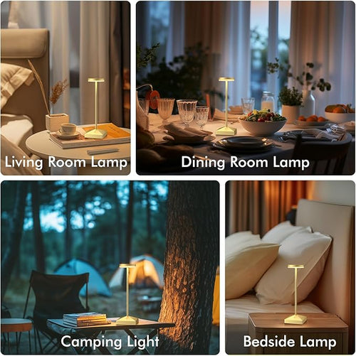 3 Pack 7.67in Gold Small Cordless Table Lamps Rechargeable, Battery Operated - Image 2