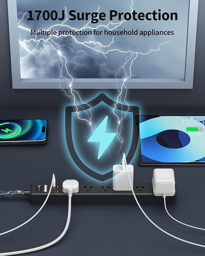10 Ft Power Strip Surge Protector - Image 6
