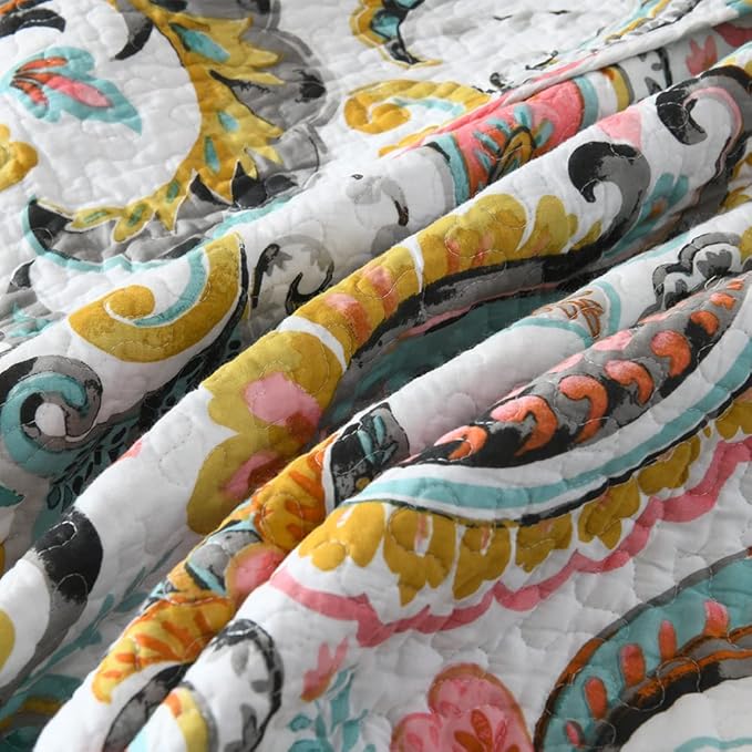 Cotton Bedspread Quilt Sets Reversible Bedding Coverlet Sets Comforter Paisley - Image 8