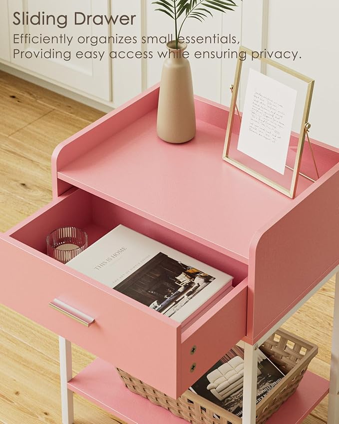 Masupu Nightstand, Bedside Table 3-Tier Modern Night Stand - Image 6