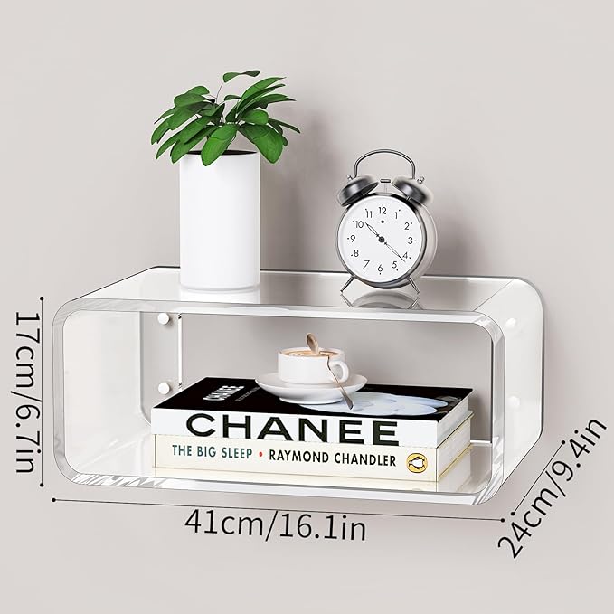 Acrylic Floating Nightstand, Bedside Table, Nightstand Shelf Wall Mounted - Image 3