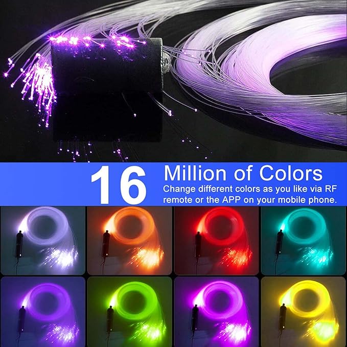 AZIMOM 6W Bluetooth/APP Control RGBW Fiber Optic Lights Star Ceiling Kit Sensor - Image 4