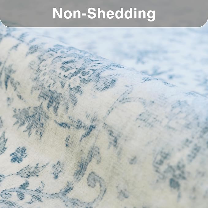 FMFUNCTEX 6x9 Washable Area Rug Blue Vintage Neutral Distressed Large Non Slip - Image 7