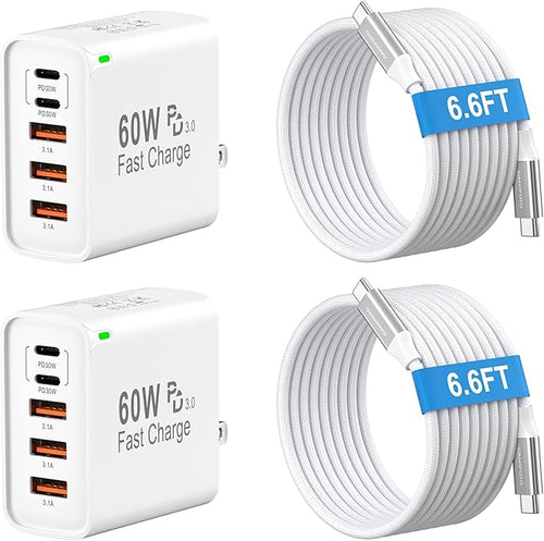 2Pack USB C Fast Charger Block, Total 60W 5-Port USB C Wall Charger by Unknown