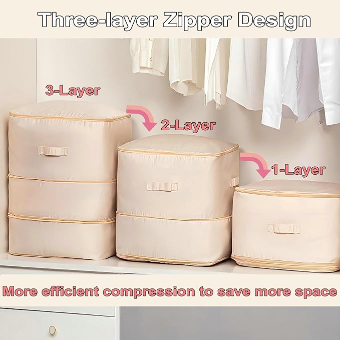 Ultra Space Saving Self Compression Organizer, 3-Layer Zipper Large Capacity - Image 4