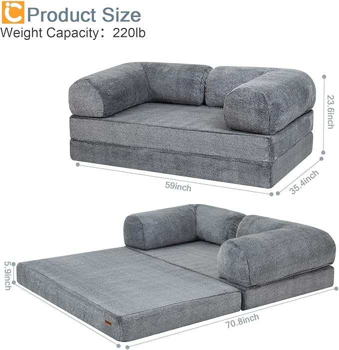 COMAX 4-in-1 Futon Sofa Bed, Queen Size Foldable Couch - Image 3