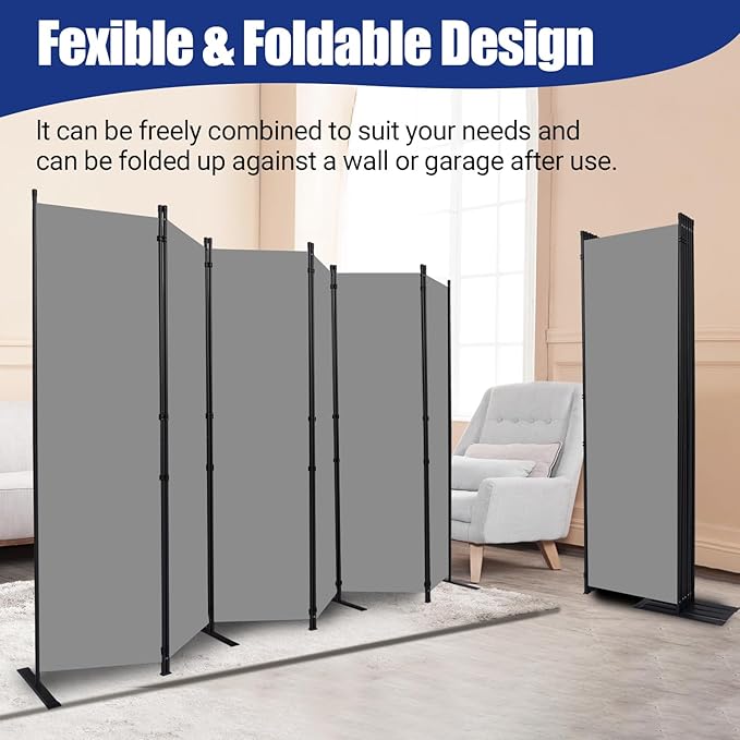 Room Divider and Folding Privacy Screens 6 Panel, 11 Ft Wide Room Partitions - Image 4