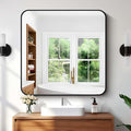 Bathroom Mirror, Metal Frame Rounded Corner Vanity Mirror, Large Wall Mounted by WelcometoCIVENO