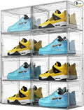 XL Shoe Storage Box, 8 Pack Drop Side Shoe Boxes Clear Plastic Stackable by OMOPINSHOEBOX