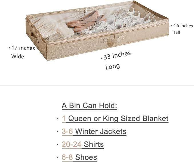 3 Pack Under Bed Storage Containers, Low Profile Underbed Shoes and Clothes - Image 3