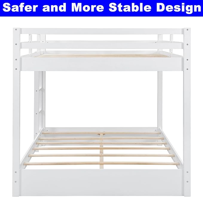 Upgraded Version Thicken Solid Wood Queen Over Queen Bunk Bed, Best Wooden Bunk - Image 7