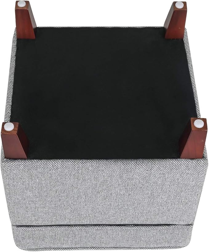 Adeco 17" Square Ottoman with Storage, Small Blue Storage Ottoman Foot Rest - Image 9