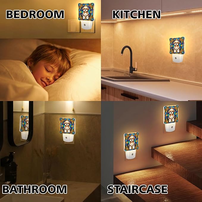 PODMemory Shih Tzu Stained Glass Night Lights Plug into Wall - Image 7