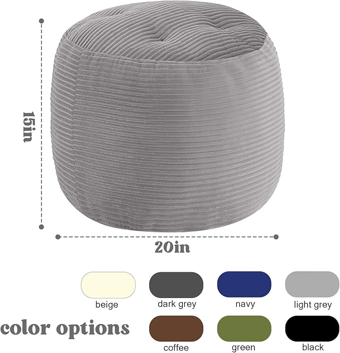 MeMoreCool Stuffed Round Pouf Ottoman Foot Rest, Floor Pouf Foot Stool - Image 2