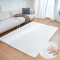 White Faux Rabbit Fluffy Fur Area Rugs by ORINOVA