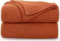 CozeCube Orange Throw Blanket for Couch, Soft Cozy Cable Knit Throw for Bed by CozeCube