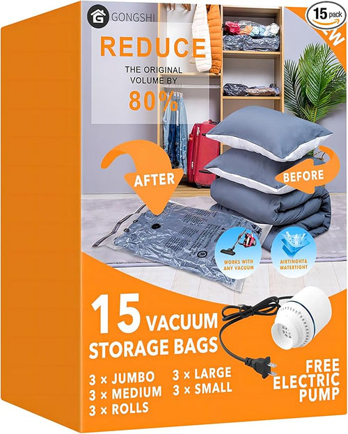15 Pack Vacuum Storage Bags by GONGSHI