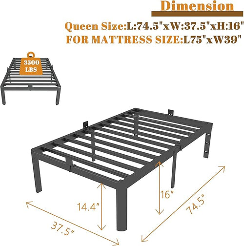 16 Inch Twin Bed Frames with Metal Baffles, Heavy Duty Steel Supprt to 3500LBS - Image 2