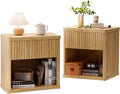 CMFYDAILY Fluted Night Stand Set 2, Large Wood Bedside Table Set of 2 by CMFYDAILY