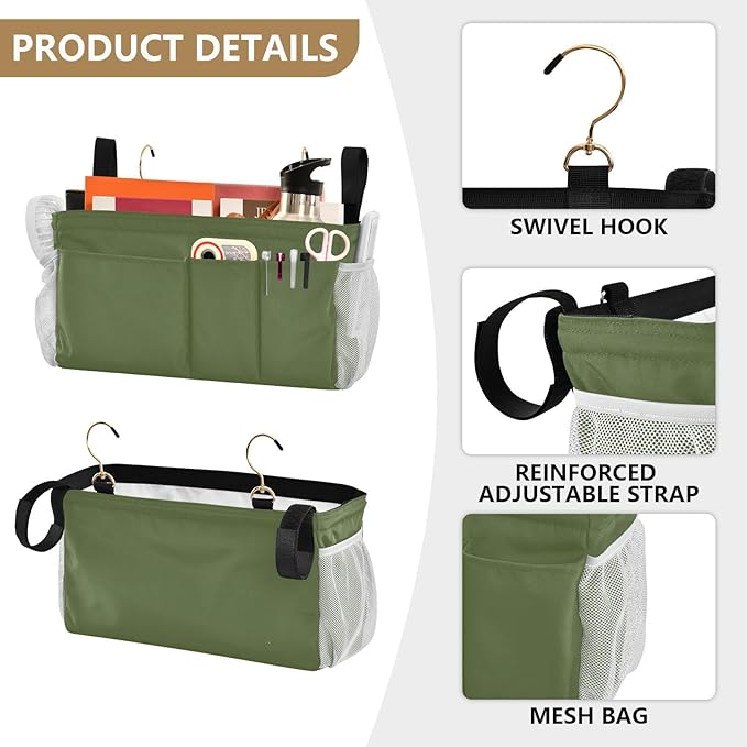 KOPIRIT Dark Cyan Bedside Caddy Storage Bag Bedside Organizer - Image 5