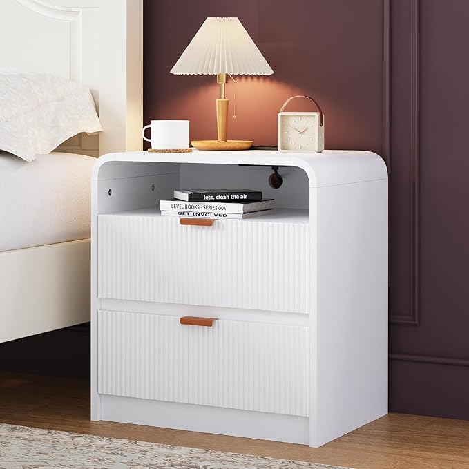FURSUN 24" Fluted Nightstand Set of 2 - Image 2