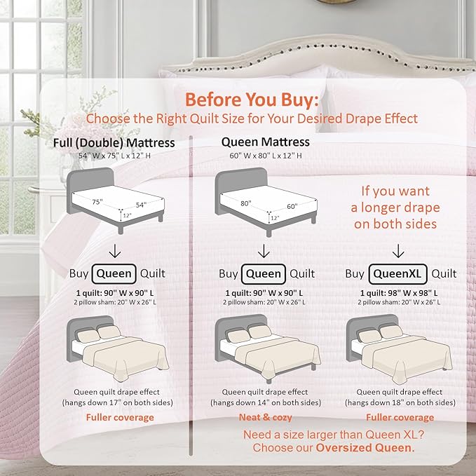 KASENTEX Queen Quilt Set 90"x90" – Soft Washed 3-Layer Lightweight Bedspread - Image 3