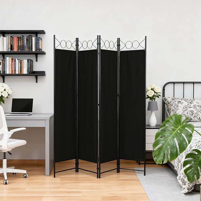 DUMOS 4 Panel Partition Room Divider, 6 Ft Tall Folding Privacy Screen - Image 2
