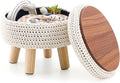 LGENHOOM Round Storage Ottoman Foot Rest Cotton Braided Foot Stool Pouf Ottoman by LGENHOOMHandwovenNaturalWaterHyacinthBasket