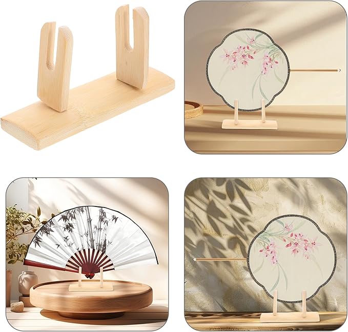 IMIKEYA Wood Folding Fans Stand Japanese Fan Holders Folding Handy Fans Display - Image 6