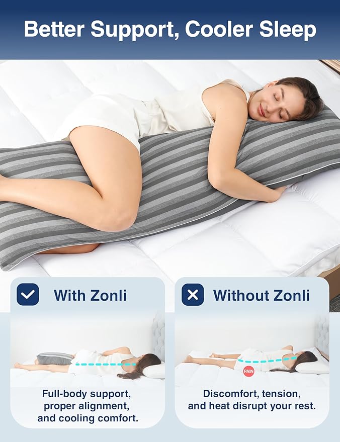 ZonLi Cooling Body Pillow for Adults, Breathable Long Pillow for Bed, Firm Body - Image 5