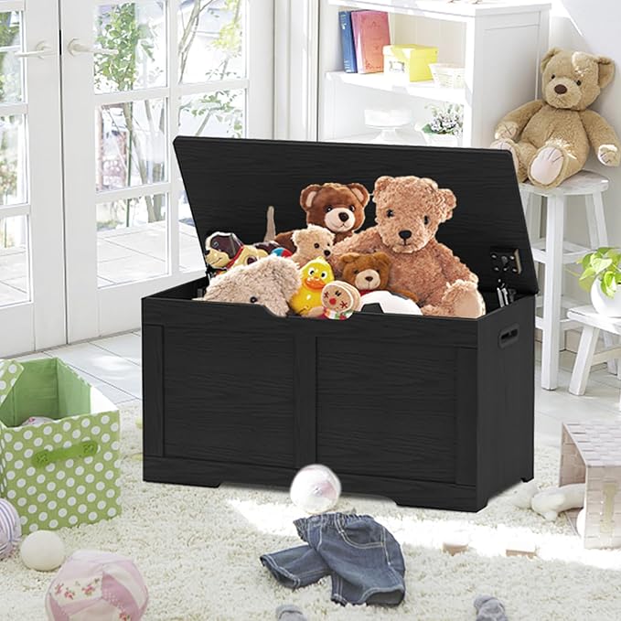 Timberer 31.5" Storage Chest, Wooden Storage Bench, Lift Top Toy Chest - Image 8