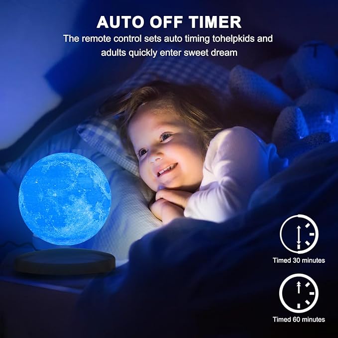 Levitating Moon Lamp Galaxy Lamp 6 inch 18 Colors LED 3D Moon Light, Remote & - Image 5
