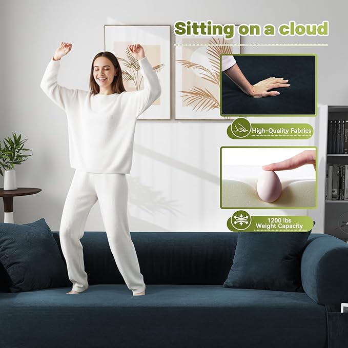 Convertible Futon Sofa Bed, Oversized Queen Sleeper Sofa in a Box, Corduroy - Image 6