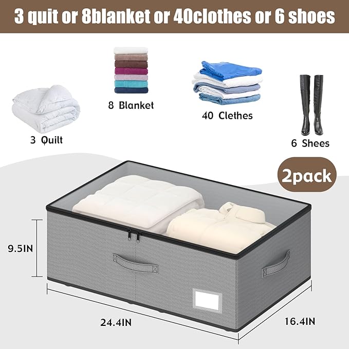 Under Bed Storage with Wheels, No Assemble Required 10 inches height Under Bed - Image 3