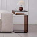 Glass Nightstand, Side Table, S-Shaped End Table by FENGHUAGLASSHOME