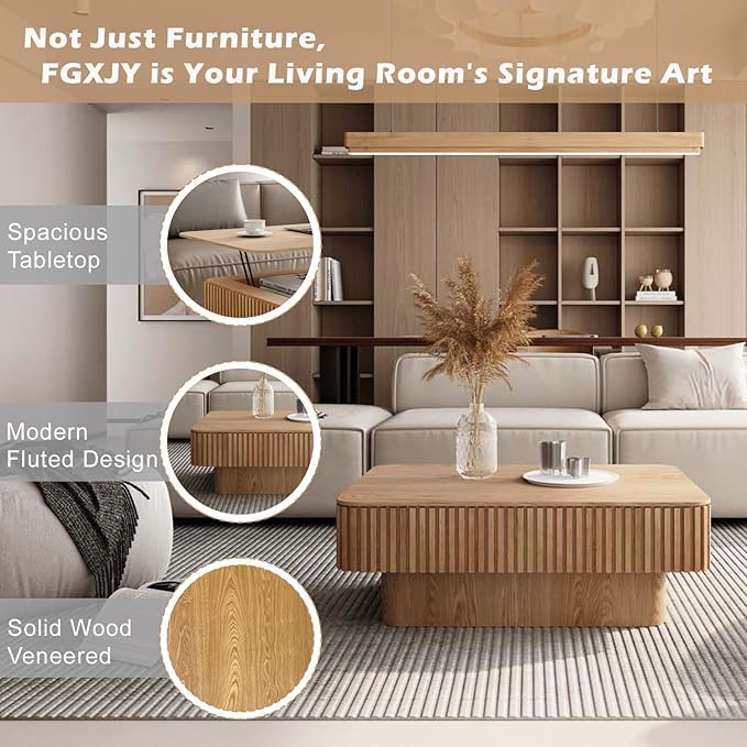 Lift Coffee Table with Storage & Adjustable Height, Solid Wood Coffee Table - Image 5