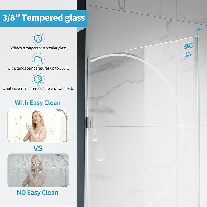 Shower Glass Panel, 28.5" W x 78.75" H Fixed Shower Screen Panel - Image 2