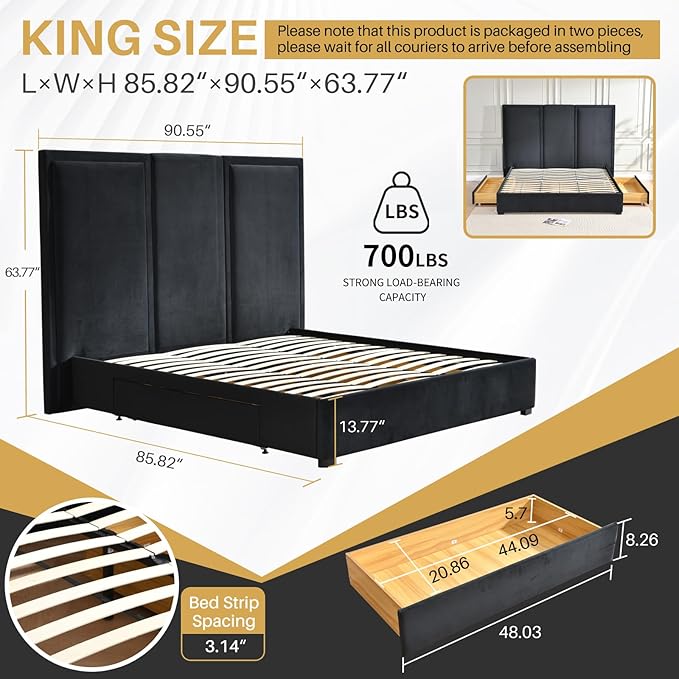 YUHUASHI King Size Bed Frame - Image 2