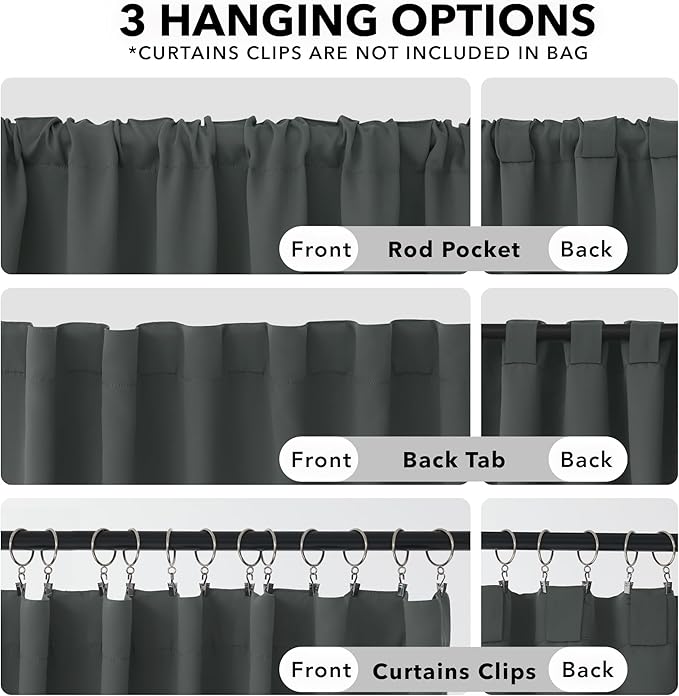 Deconovo Rod Pocket and Back Tab Curtains Room Darkening Curtain Blackout - Image 2