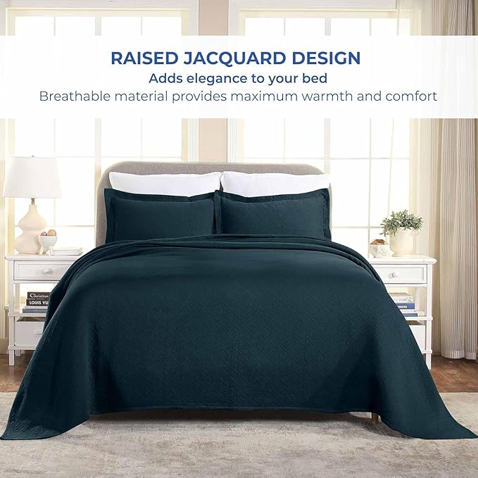 Superior 2 Piece Basketweave Cotton Bedspread Set, Home Bed Decor, Decorative - Image 8