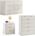 LEYAOYAO Fluted Dressers & Nightstand Set of 3, Wood 48" Wide Dresser & 42" by LEYAOYAO-Findtheshiningpointofyourideallife%EF%BC%81