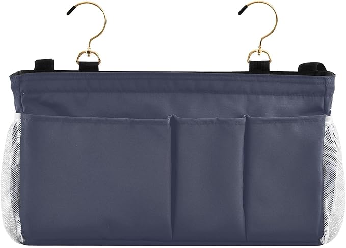 KOPIRIT Navy Grey Bedside Caddy Storage Bag Bedside Organizer - Image 2